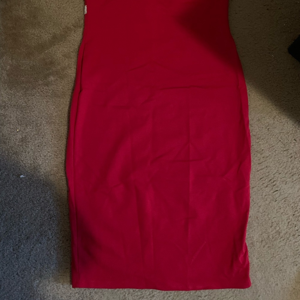 Red Low V neck Dress